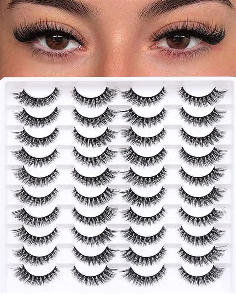 Amazon.com: 5 pairs Wispy Cat Eye Lashes Wispy False Eyelashes Natural ...