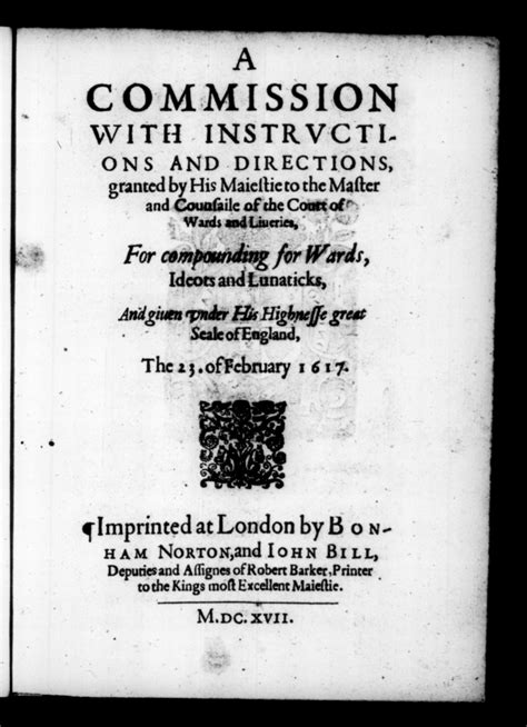 A commission with instruc- tions and directions, to the Court of wards ...