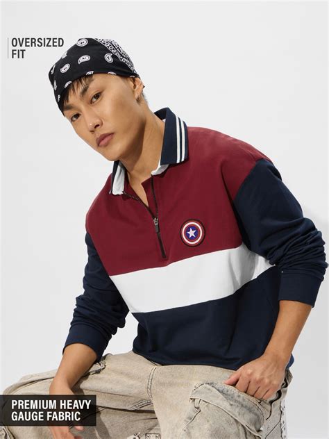 Buy Captain America: America's Hero Men Rugby Polo Online.