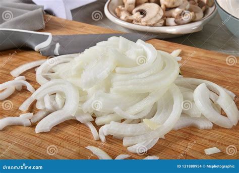 Thin sliced onion stock photo. Image of bowl, vegetarian - 131880954