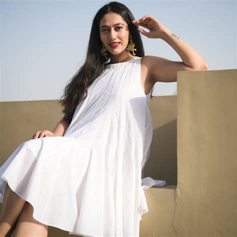 Zarza Designer Cotton White Flared Dress For Women Online – Ordinaree