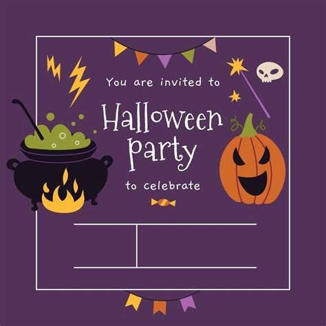 Happy Halloween. Party Invitation Card Template with cauldron and ...