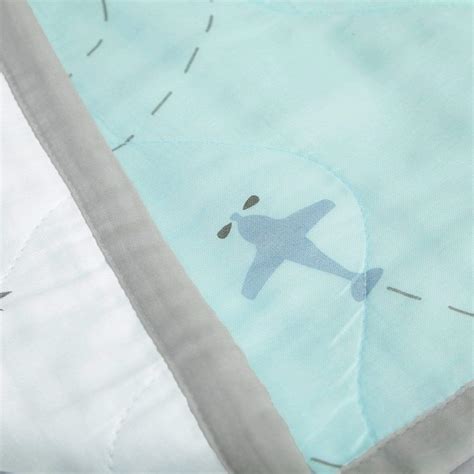 Muslin Blue Aeroplane Baby Dohars - Organic Cotton | The White Cradle