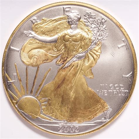 2003 Silver American Eagle Dollar With Gold Overlay - Numismax