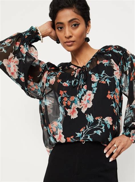 Buy Women Printed Bishop Sleeve Top Online at just Rs. 799.0 ...