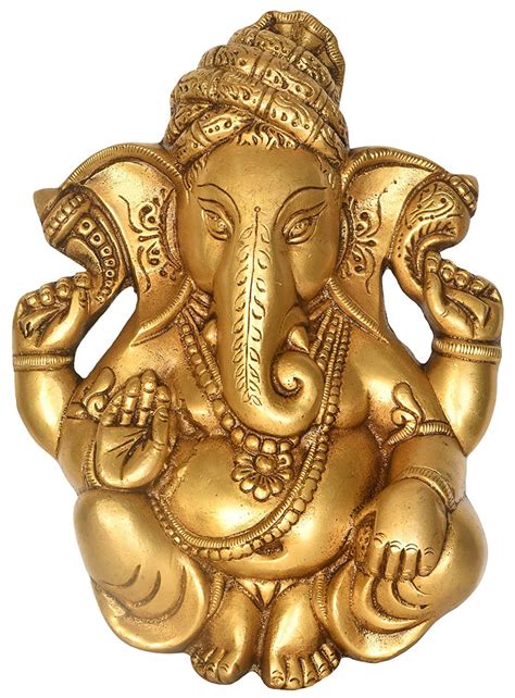 Brass Ganesha Ganesh Murti Idol Statue Wall Hanging Statue Height 10.4 ...