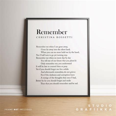 Remember Christina Rossetti Poem High Quality Poster Literary Print ...
