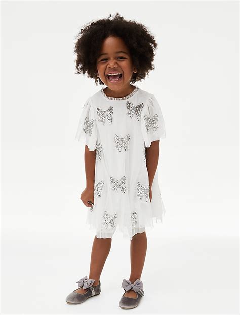 Buy Sequin Bow Party Dress (2-8 Yrs) at Marks & Spencer