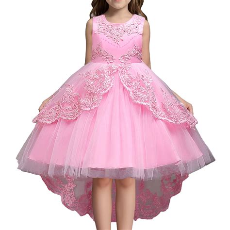 AWZXDE Girls Dresses Childrens Solid Color Lace Sleeveless Knee Length ...