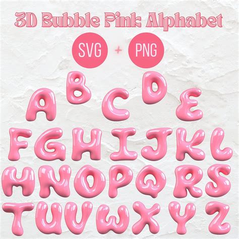 Pink Bubble Font SVG: Digital Pink Bubble Letters for Scrapbooking, Printables, and SVG Projects ...