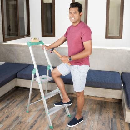 Bathla ECO - 2-Step Foldable Aluminium Ladder for Home with Smart ...