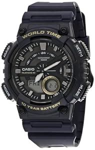 Casio Youth-Combination Analog-Digital Black Dial Men's Watch - AEQ ...