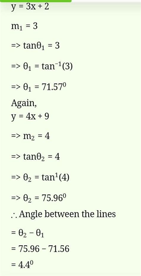 Find the acute angle, to the nearest degree between the two lines:a) y ...