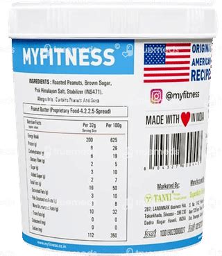 My Fitness Original Smooth Peanut Butter 1250 Gm - Uses, Side Effects ...
