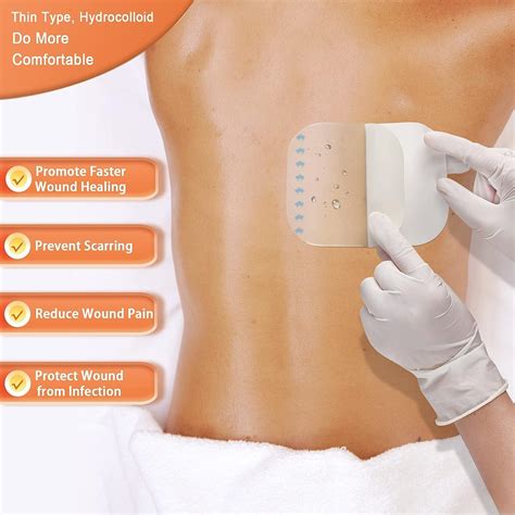 Hydrocolloid Thin Wound Dressing 4'' x 4'' 10 Pack - Ideal for Pressure ...
