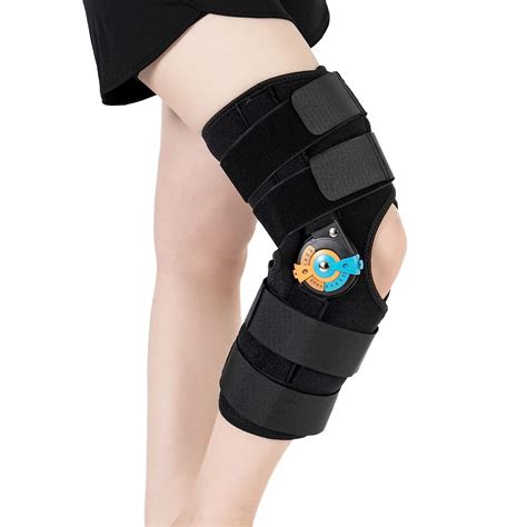 Amazon.com: Hinged ROM Knee Braces Adjustable Knee Immobilizer Support ...