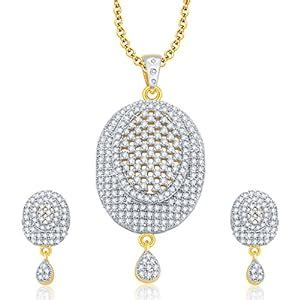 Buy Sukkhi Trendy Gold And Rhodium Plated CZ Pendant Set For Women at ...