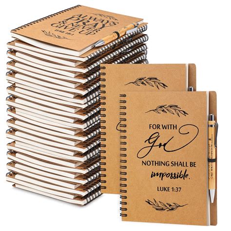 Kosiz 100 Pcs Christian Gift Include Spiral Notebook and Bible Bamboo ...