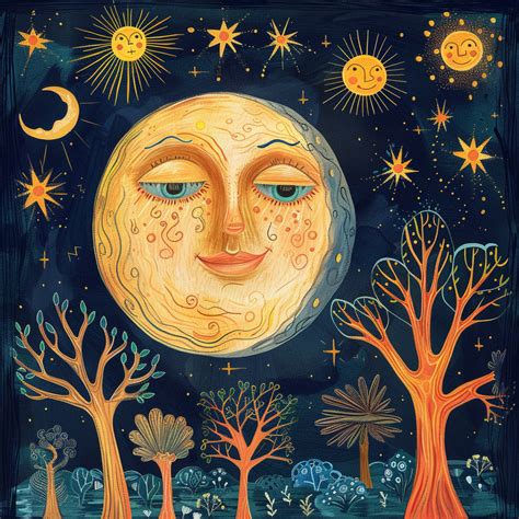 Whimsical Full Moon Face Art Print Free Stock Photo - Public Domain ...