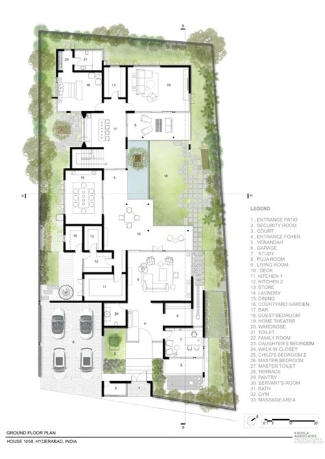 Courtyard House Floor Plan 1058