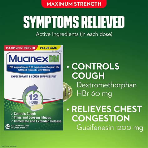 Mucinex DM Max Strength 12-Hour Tablets 42ct - 1200mg Guaifenesin | Relieves Chest Congestion ...