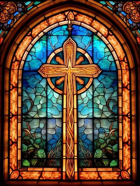 Stained Glass Church Cross