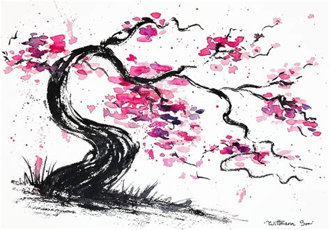 Sakura Painting Tree Original Art Cherry Blossom Japanese Art - Etsy