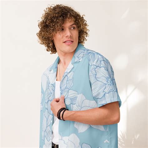 Unisex Blue Flowers Pattern Relaxed Shirt – DSCVRD