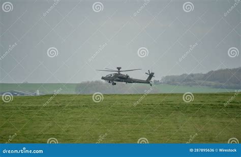 Boeing AH-64D Apache Attack Helicopter In Flight. Veluwe, The ...