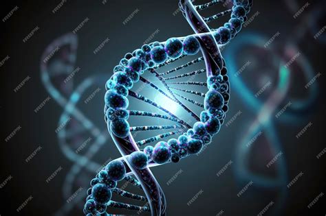 The blueprint of life: a striking blue dna strand illustrating the complexity and beauty of ...