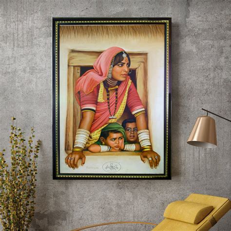 Oil Painting on Canvas - Gypsy Mother & Children – RANI ARTS & TEAK
