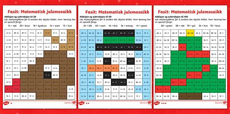 Matematisk julemosaikk med addisjon og subtraksjon
