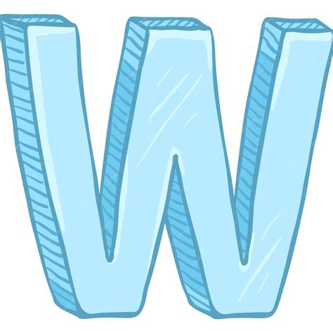 Premium Vector | Vector single cartoon illustration ice blue letter w