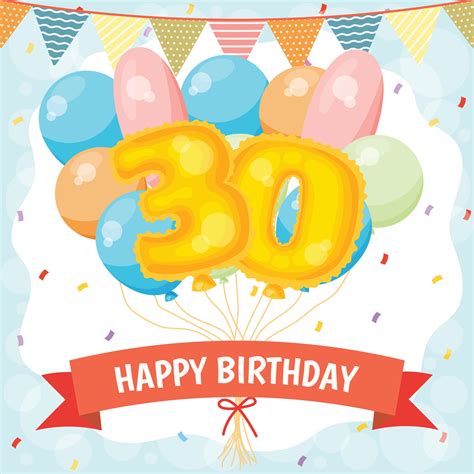 Happy birthday celebration card with number 30 balloons 2174045 Vector ...