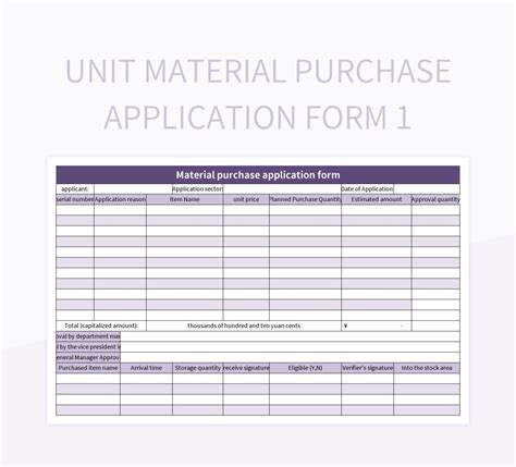 Free Material Purchase Application Templates For Google Sheets And ...