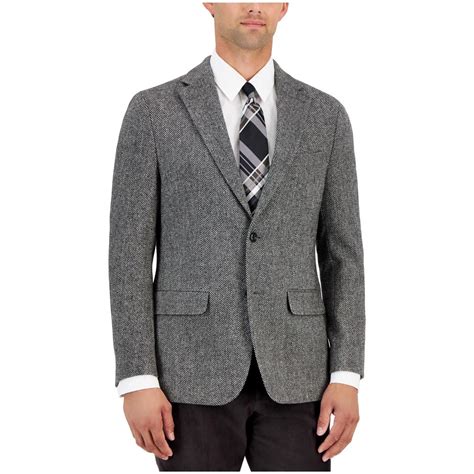 Tommy Hilfiger Mens Modern Fit Wool Sport Coat Blazer Black White 40R ...