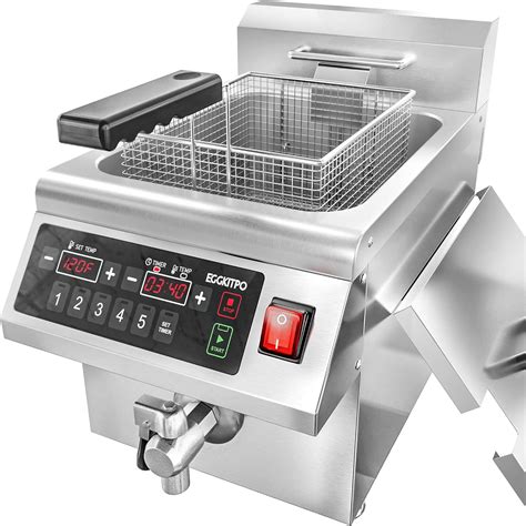 12.6 QT Commercial Fryer Induction Fryer with Timer and Drain Electric ...