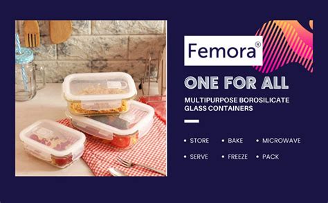 Buy Femora Borosilicate Rectangular Glass Food Storage Container With ...