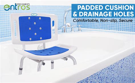 Entros Shower Bathing Chair Stool with EVA Mat, Backrest & Drainage ...