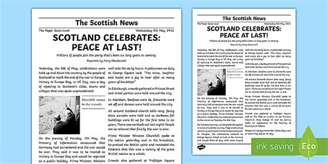 Scotland VE Day Newspaper Report | Second Level Resources