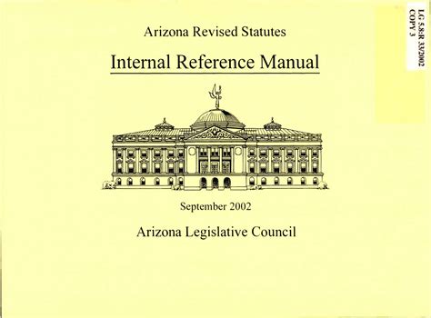 Arizona revised statutes, internal reference manual 2002 | Arizona ...