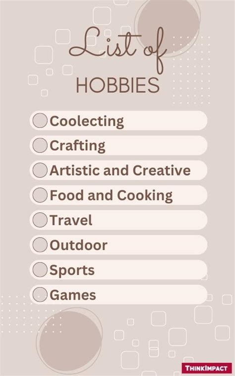 List of Hobbies 的图像结果