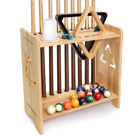 Buy Pool Stick Holder Floor Stand, Billiards Pool Cue Rack Solid Wooden ...