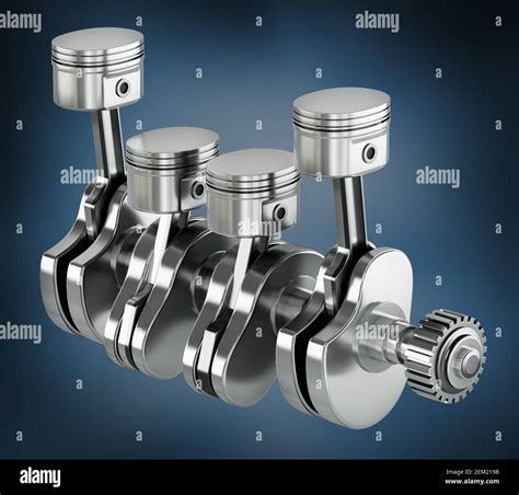 3D illustration of a car engine block and pistons. 3D illustration ...