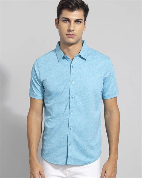 Buy Men's Sky Blue Slim Fit Shirt Online at Bewakoof