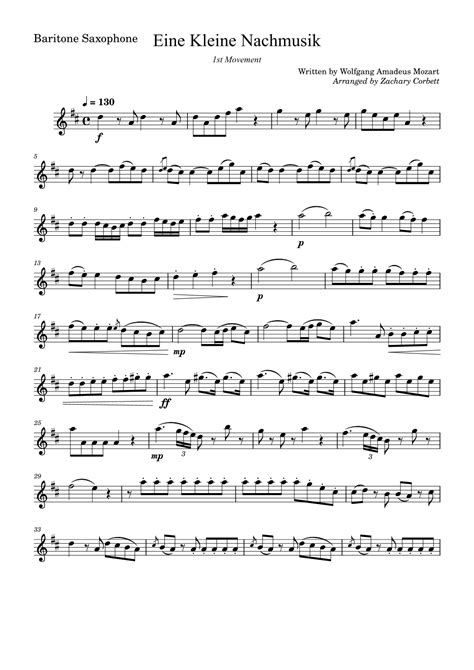 Eine Kleine Nachtmusik, 1st Movement (arr. Zachary Corbett) by Wolfgang ...