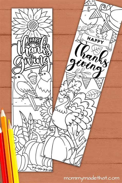 Free Printable Thanksgiving Bookmarks to Color