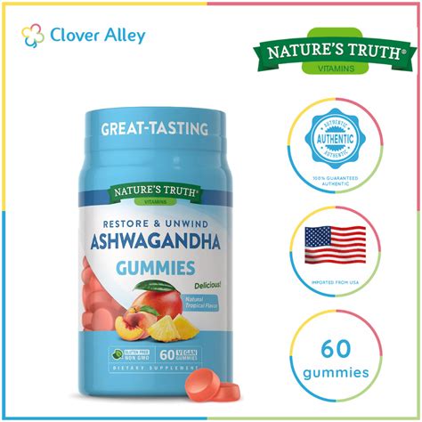 Nature's Truth Ashwagandha 60 Tropical Flavor Gummies (05/2024 expiry ...