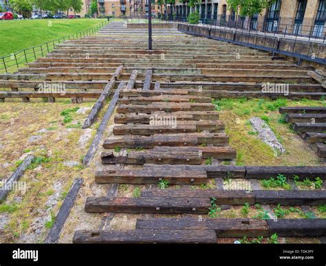 SS Great Eastern ship's launch ramp. Isle of Dogs London. River Thames ...