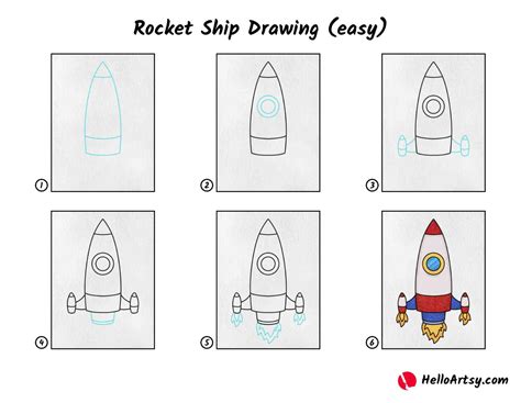 Rocket Ship Drawing (easy) - HelloArtsy